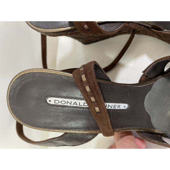 Donald J. Pliner Queta S1 Brown Suede Ankle Strap Wedge Heels Sz 9M - Picture 5 of 12